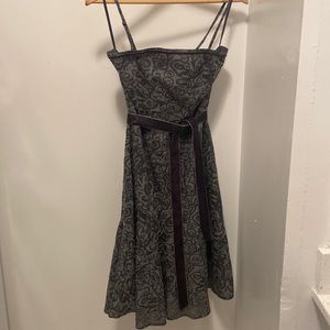 Strapless/convertible grey print cocktail dress